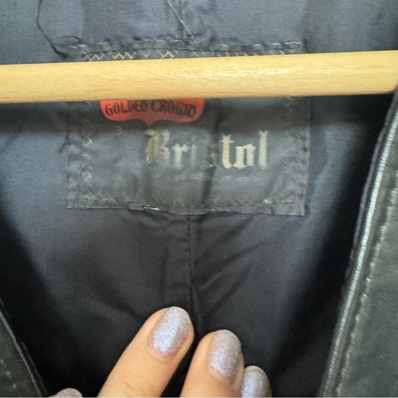 Vintage Black Leather Vest with Silver Buttons western goth grunge XL - Picture 4 of 6